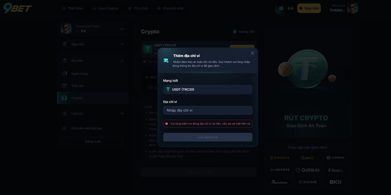 Rút Tiền 9Bet